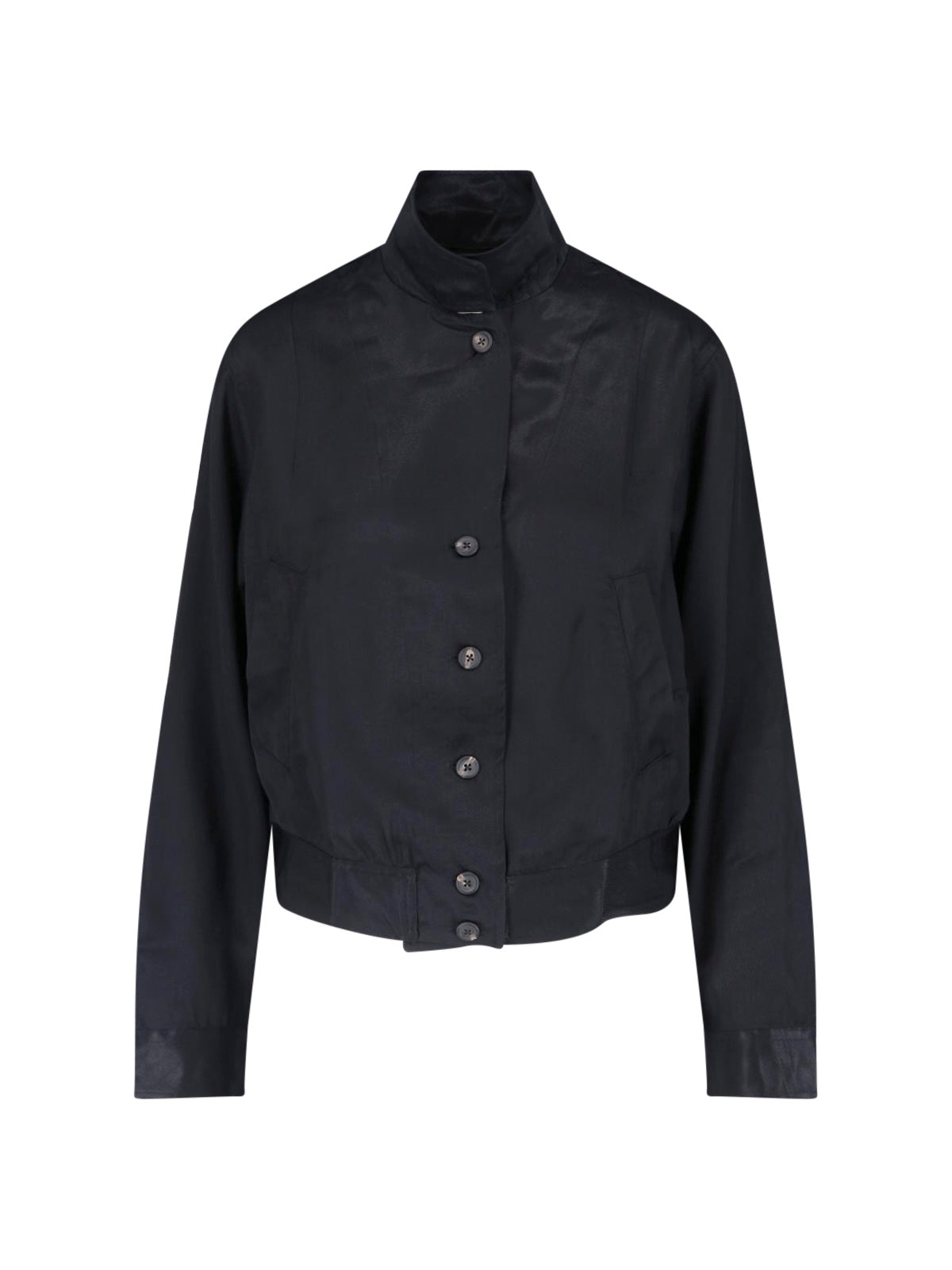 Black High Collar Cropped Jacket