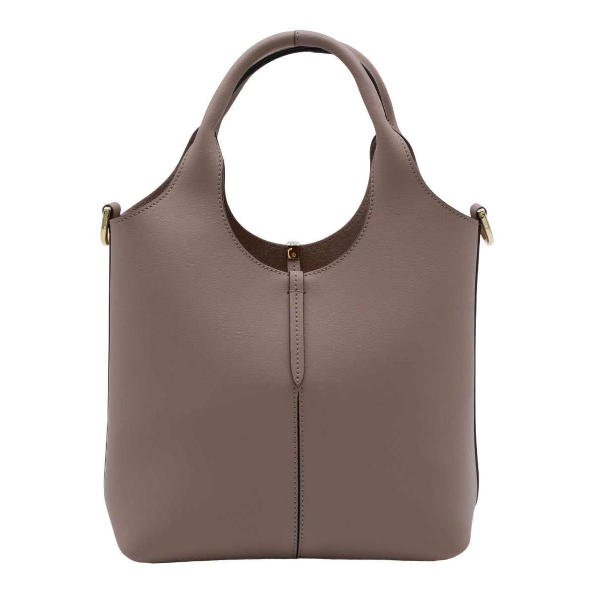 Structured Handbag With Gold-Tone Accent And Rounded Handle