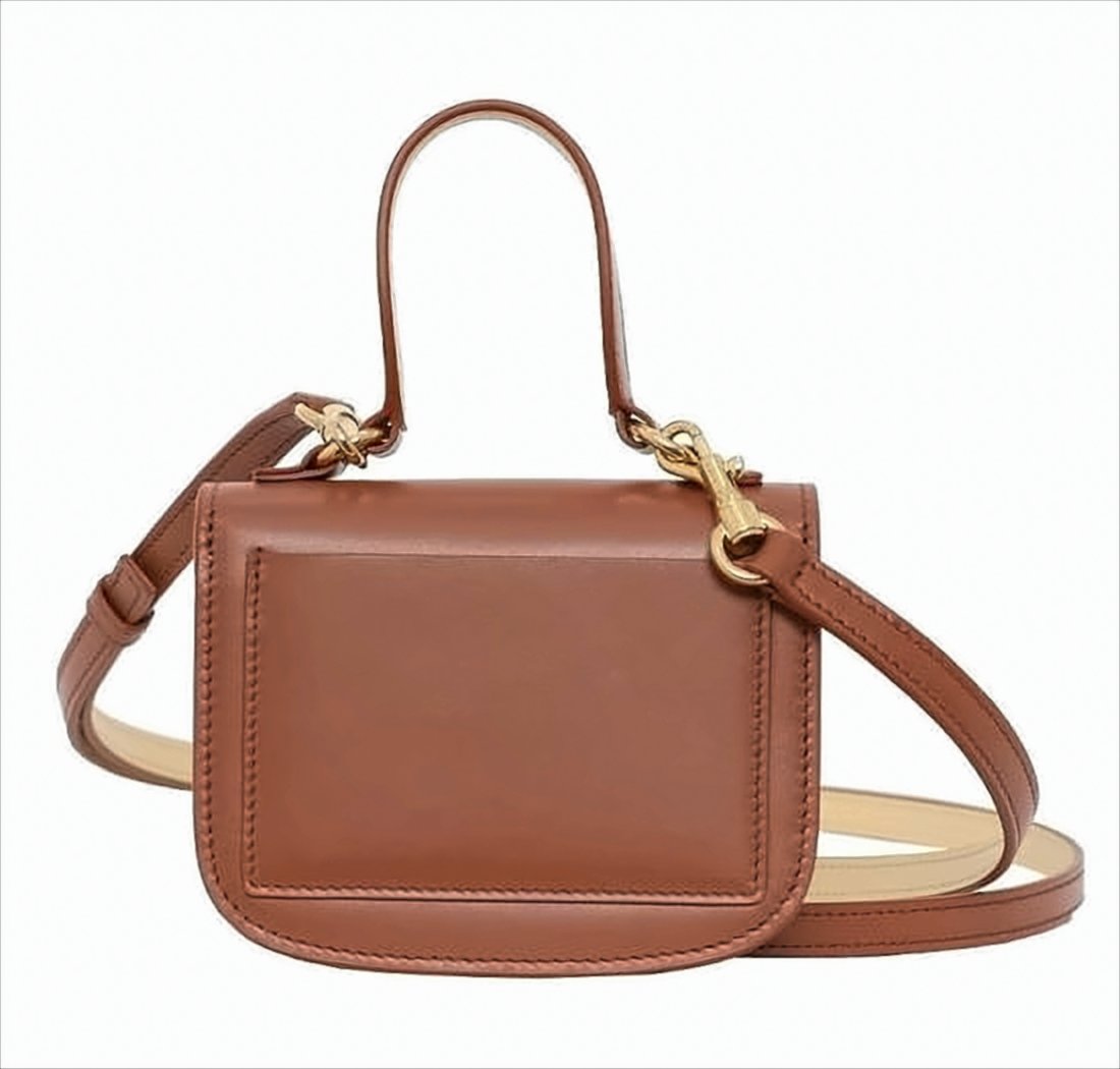 Structured Brown Calf Leather Shoulder Bag