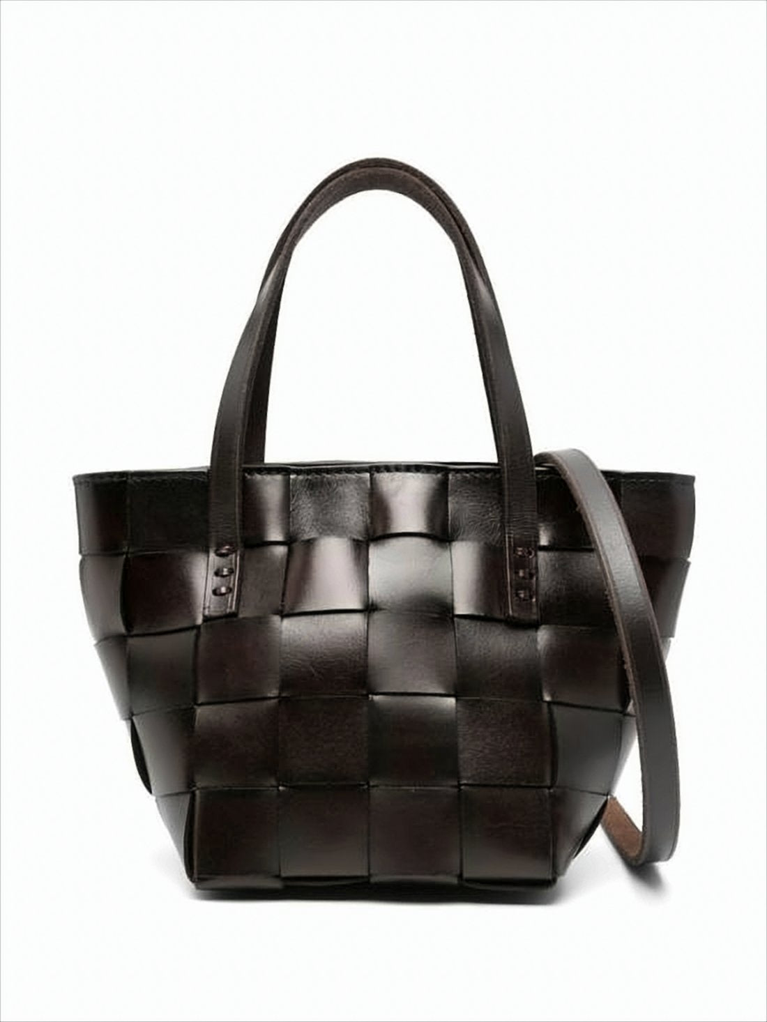 Mini Woven Buffalo Leather Tote Bag