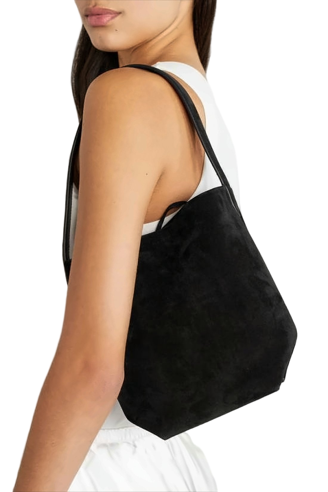 Black Calf Leather Small Tote Bag