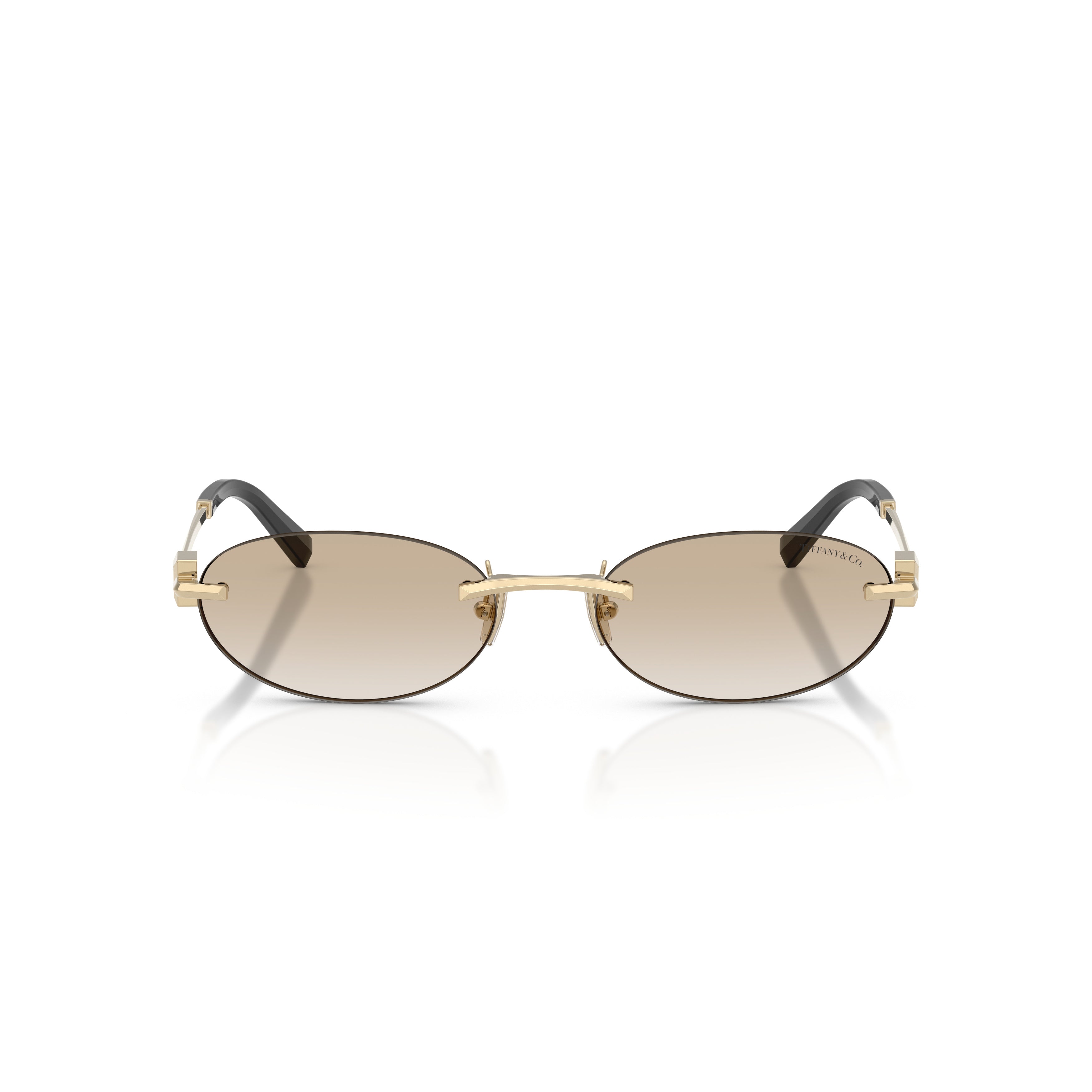 Oval Rimless Sunglasses with Gradient Brown Lenses