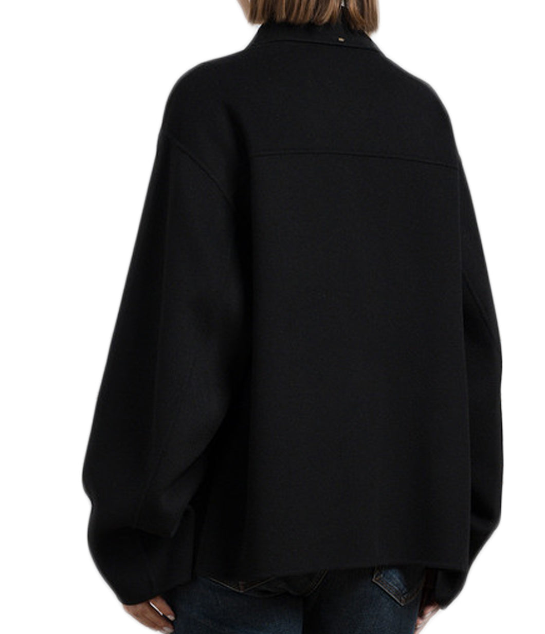 Minimalist Black Wool Jacket With Zip Pockets