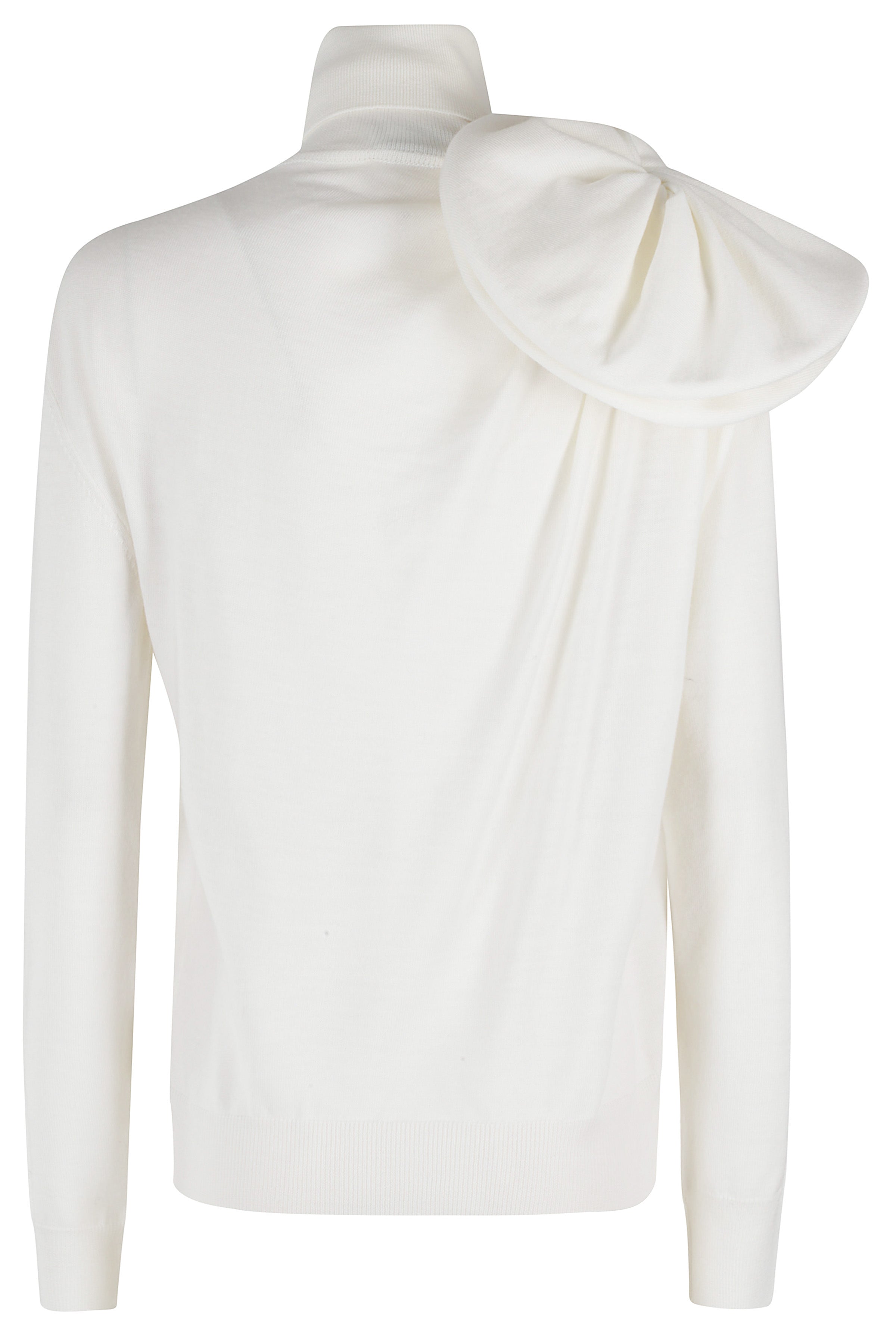 High Neck White Wool Sweater