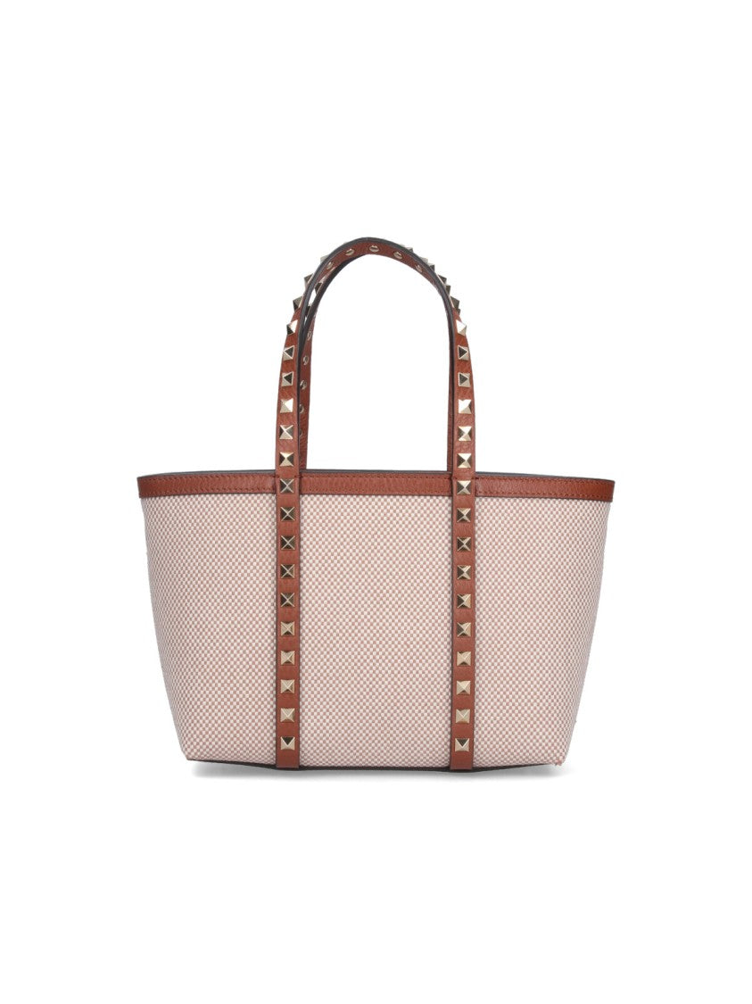 "Rockstud" Small Shopping Bag – Beige