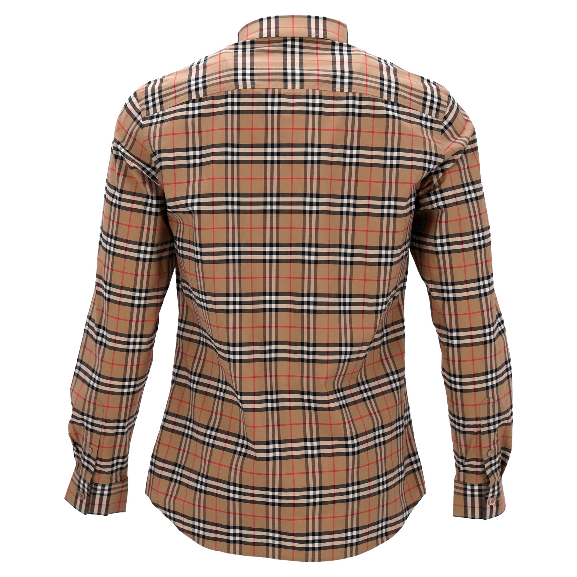 Long-Sleeved Checked Shirt With Classic Collar And Curved Hem