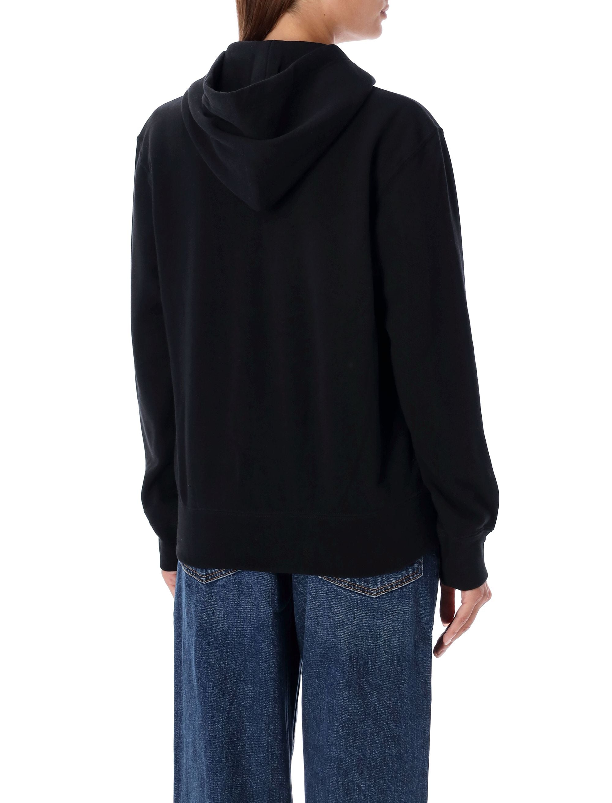 Zipped Hoodie With Double Heart Patch