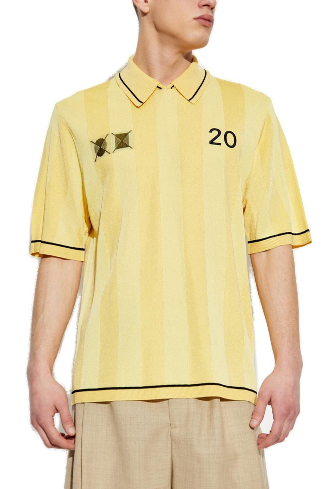 Short-Sleeved Polo Shirt in Soft Yellow