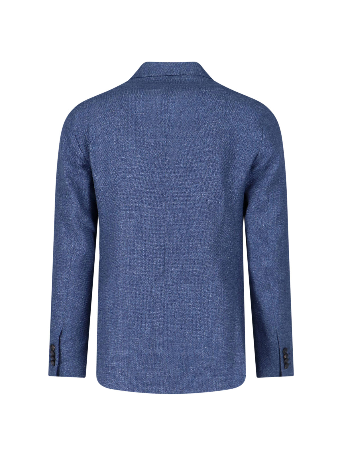 Blue Double-Breasted Wool Linen Blazer
