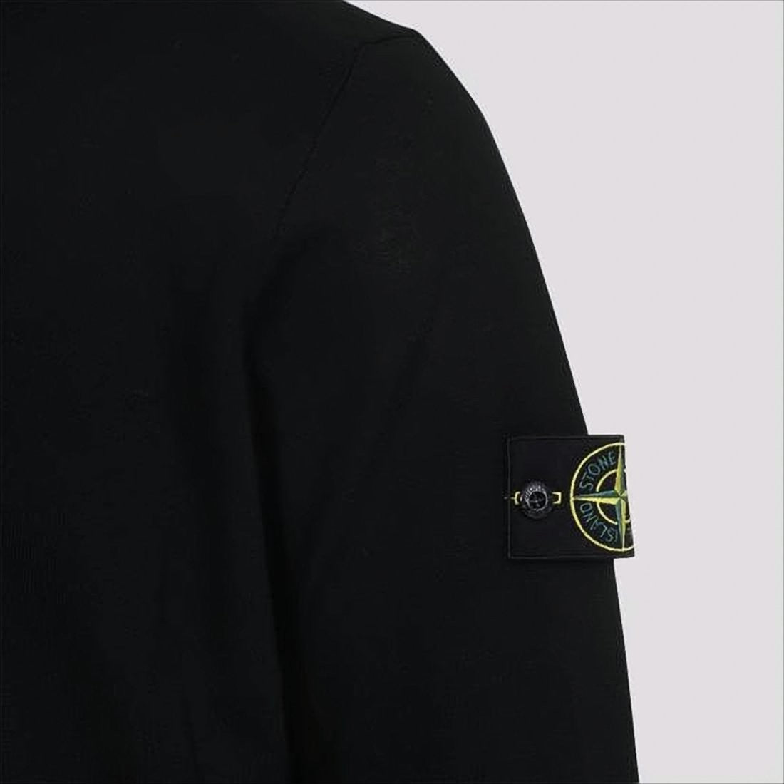 Classic Black Wool Crew Neck Sweater with Iconic Patch