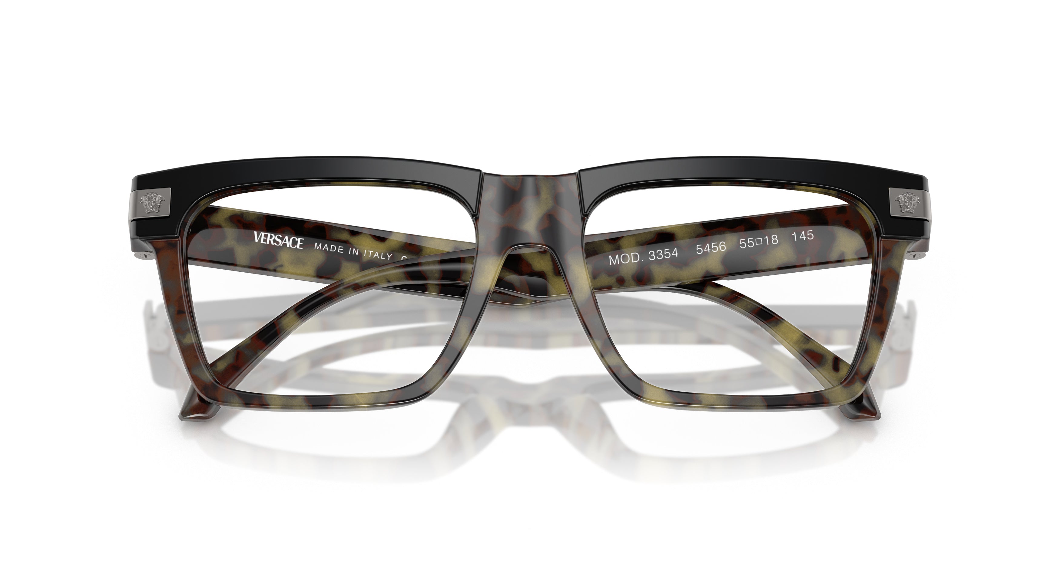 0ve3354 Oversized Square Frame Tortoiseshell Versace Eyeglasses