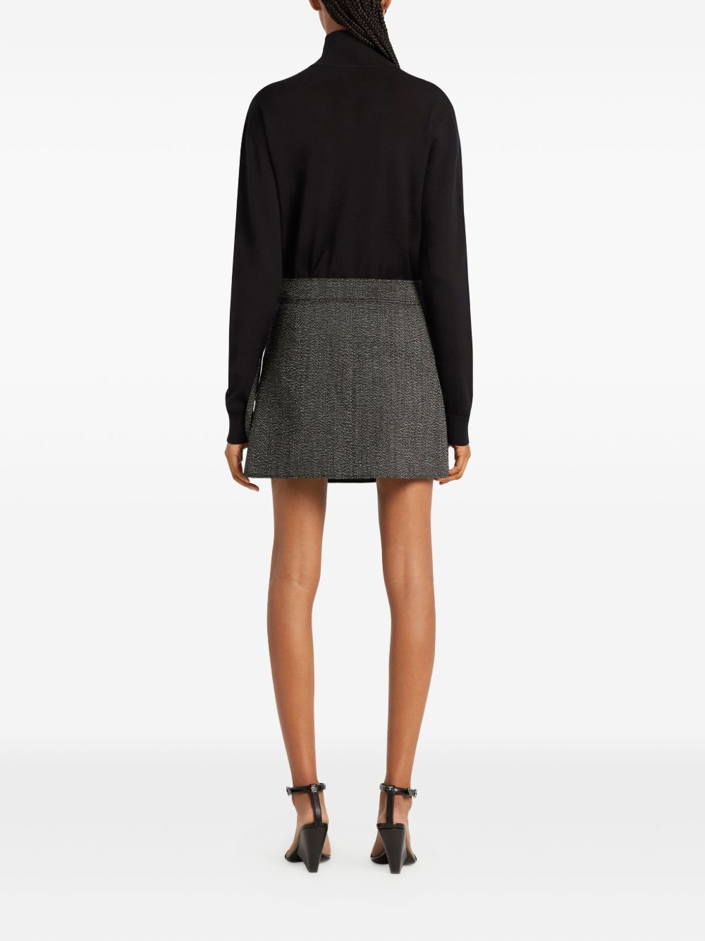 Charcoal Grey Textured Mini Skirt