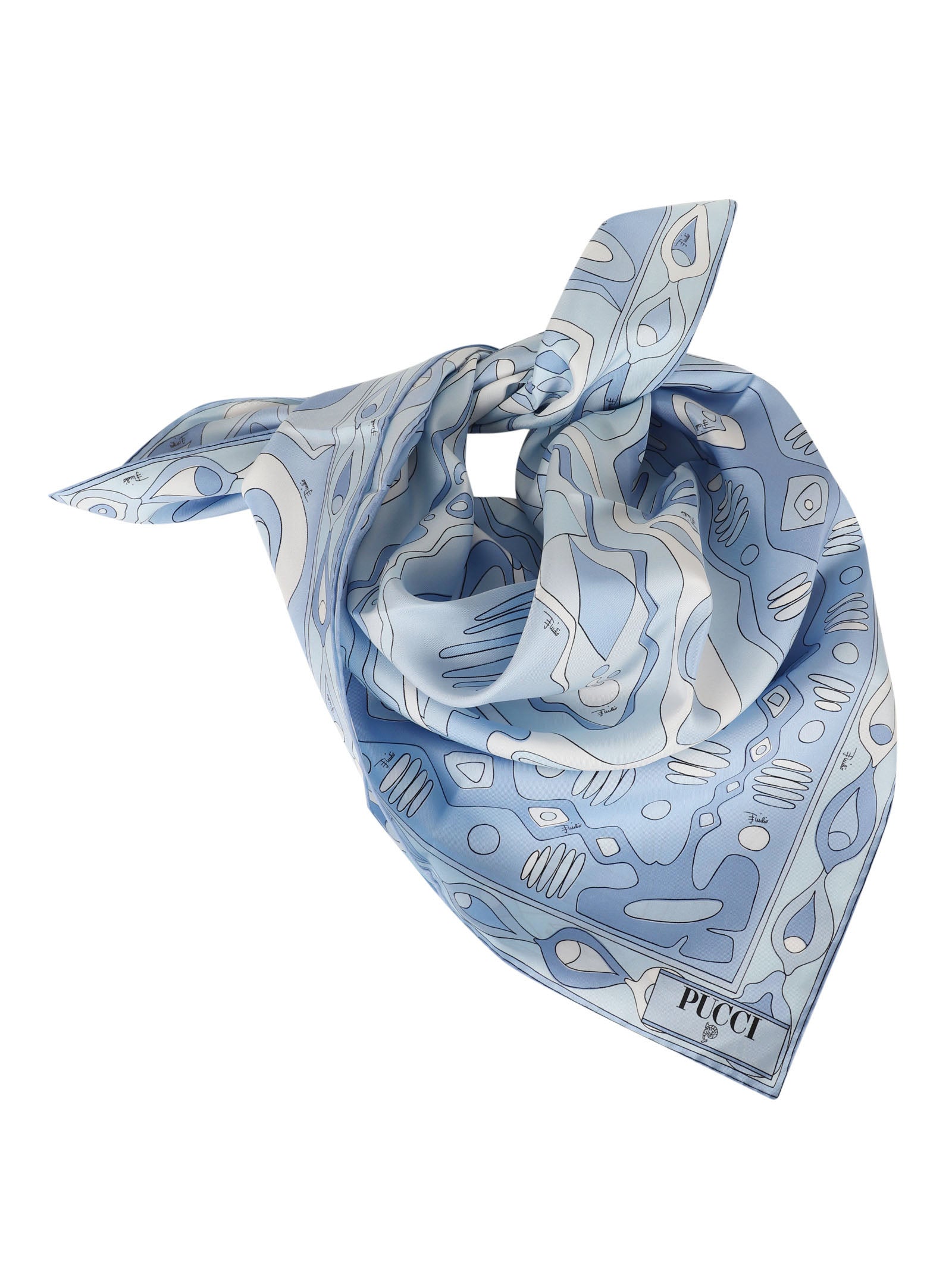 Silk Twill Scarf with Abstract Geometric Print