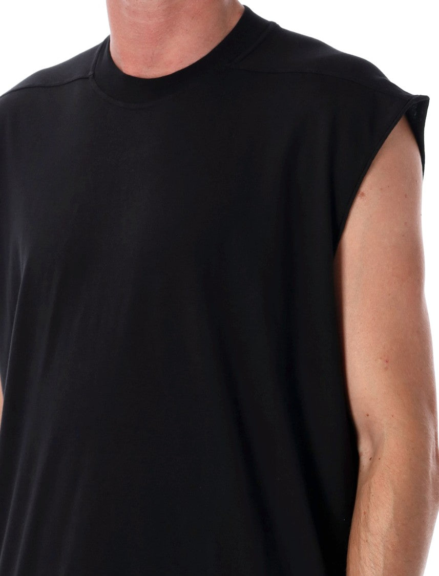 Sleeveless Cotton Top With Long Silhouette And Dropped Armholes