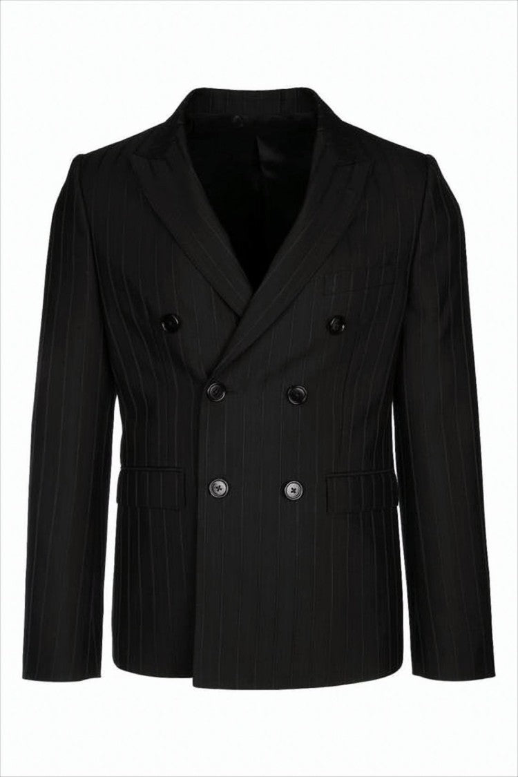 Double-Breasted Tailored Jacket with Pinstripe Pattern
