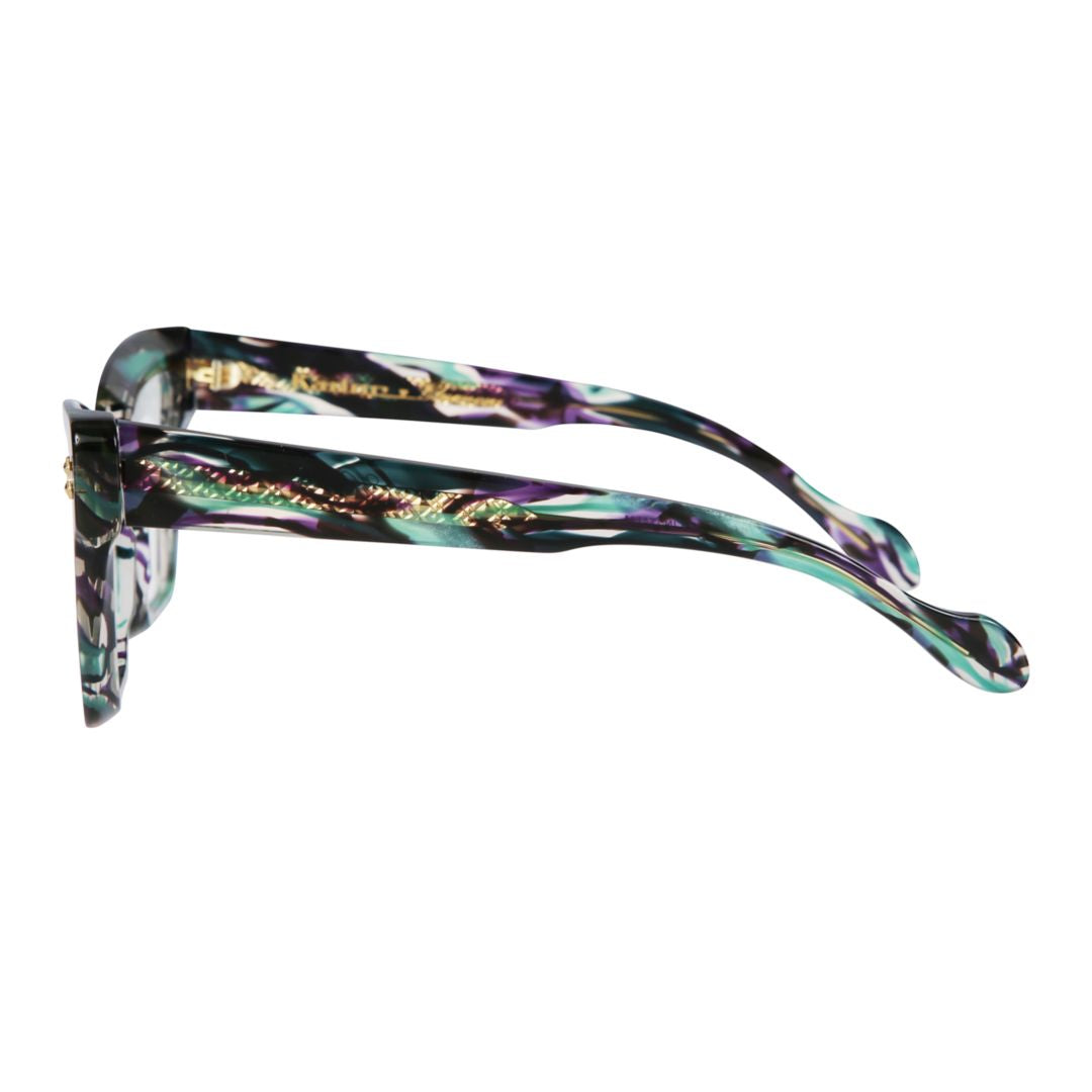 Vanessa Glamour Bold Oversized Geometric Eyeglasses with Marbled Pattern