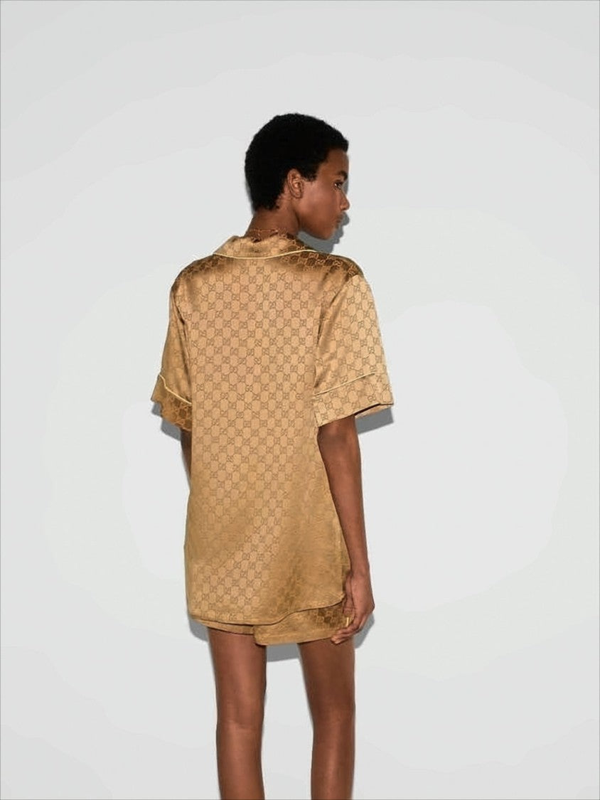 Silky Jacquard Short-Sleeved Shirt