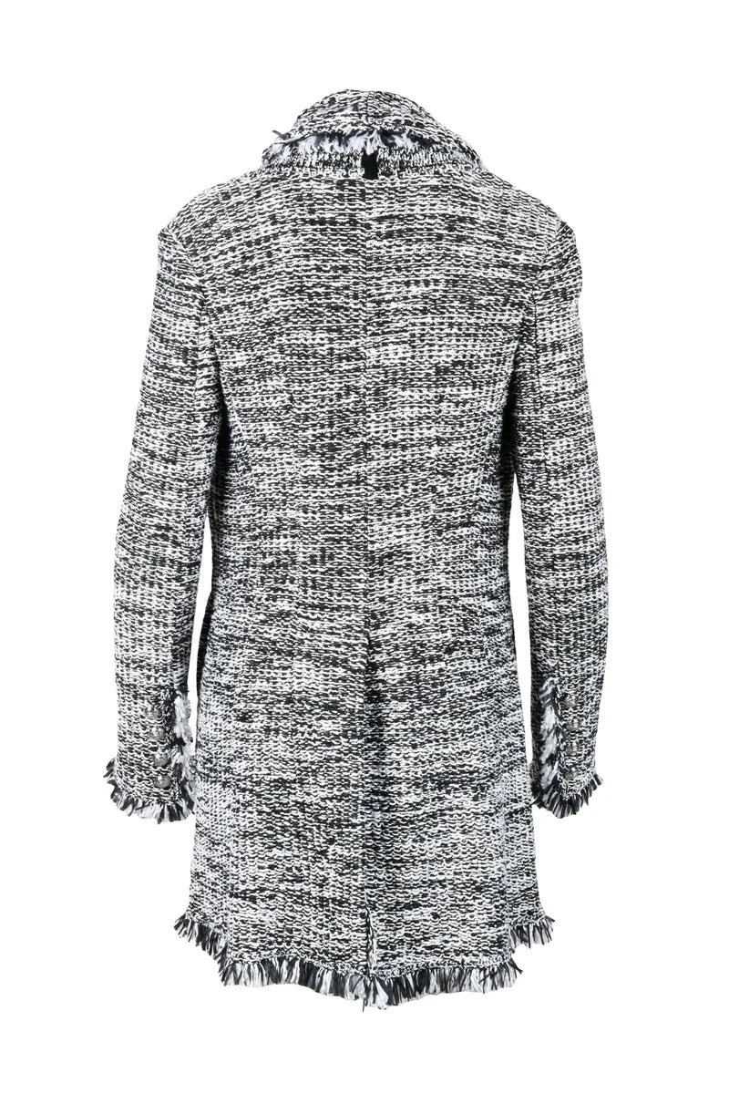 Textured Tailored Jacket with Fringed Edges