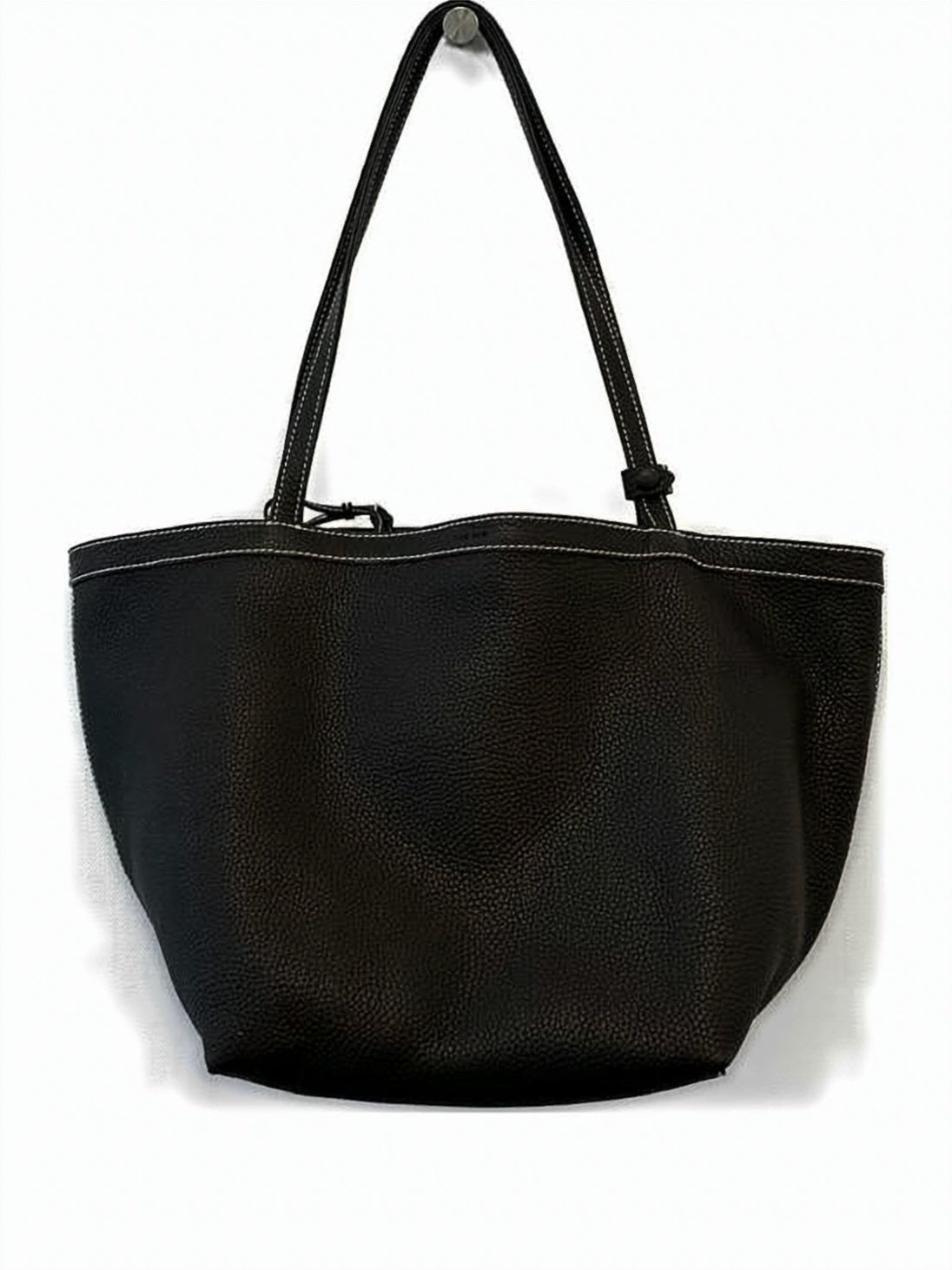 Textured Leather Shoulder Bag with Curved Top and Refined Finish