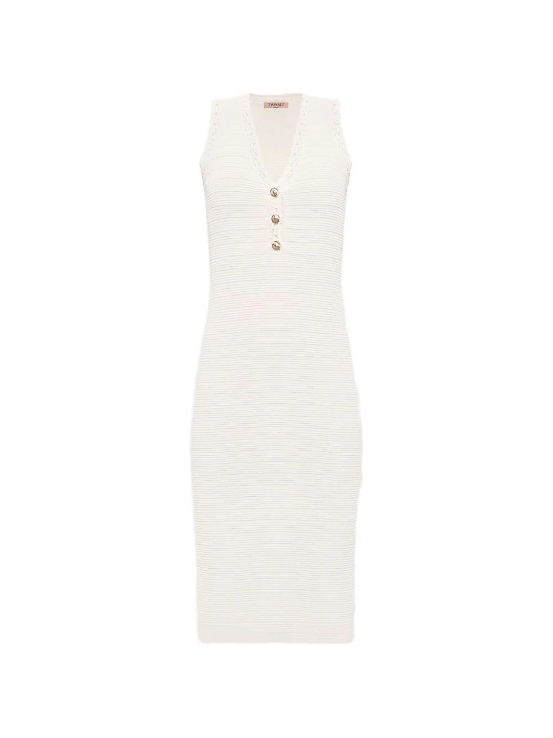 Fitted Midi Dress with Textured Ribbed Knit