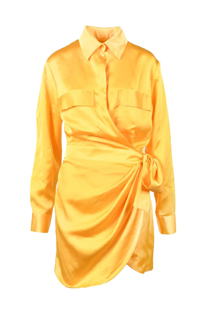 Polyester and Elastane Dress - Black/Orange