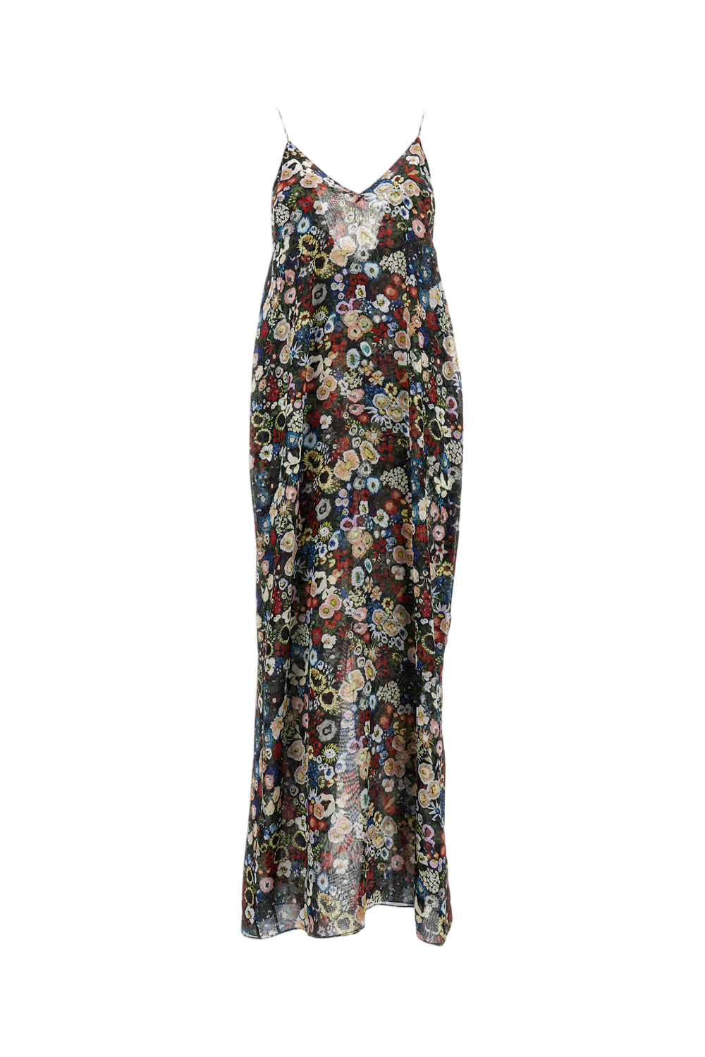Maxi Silk Dress With Wide Neckline