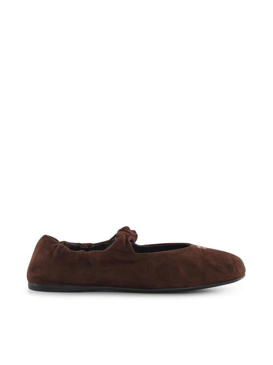 Lambskin Flats with Elasticized Back and Suede Texture