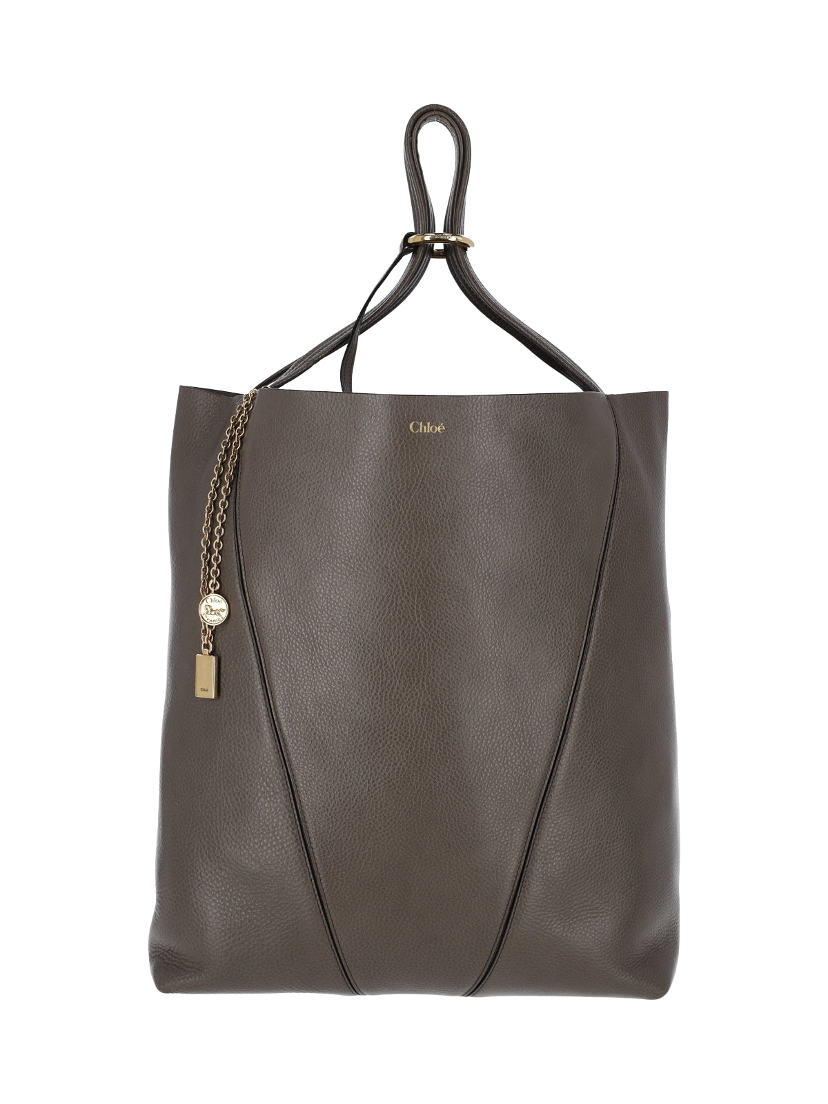 Grey Spin Textured Leather Tote