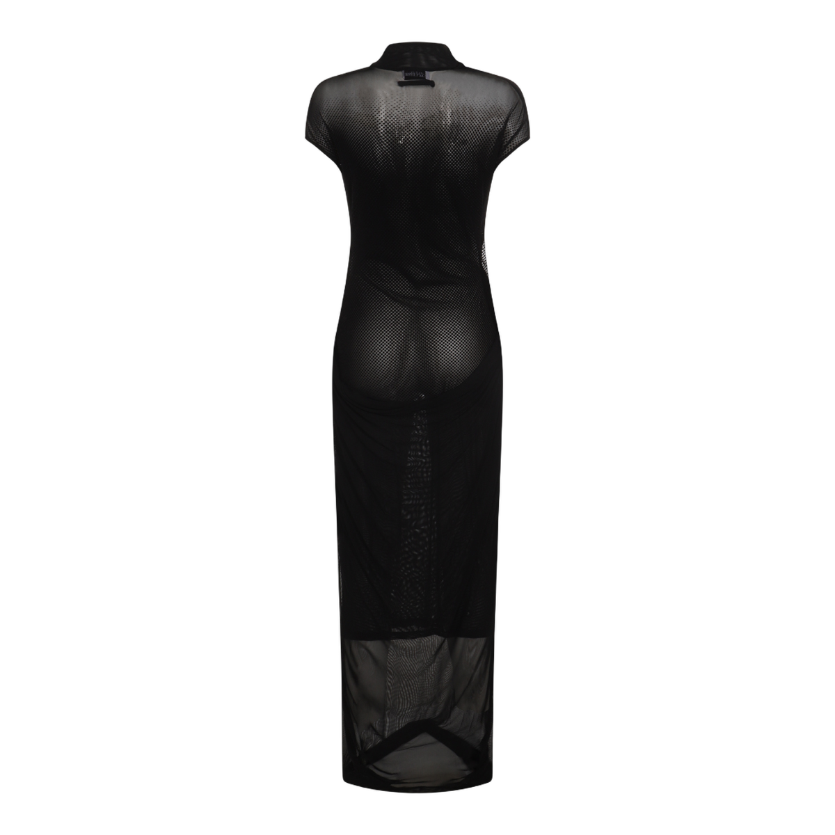 Long Sheer Black Dress with High Neckline