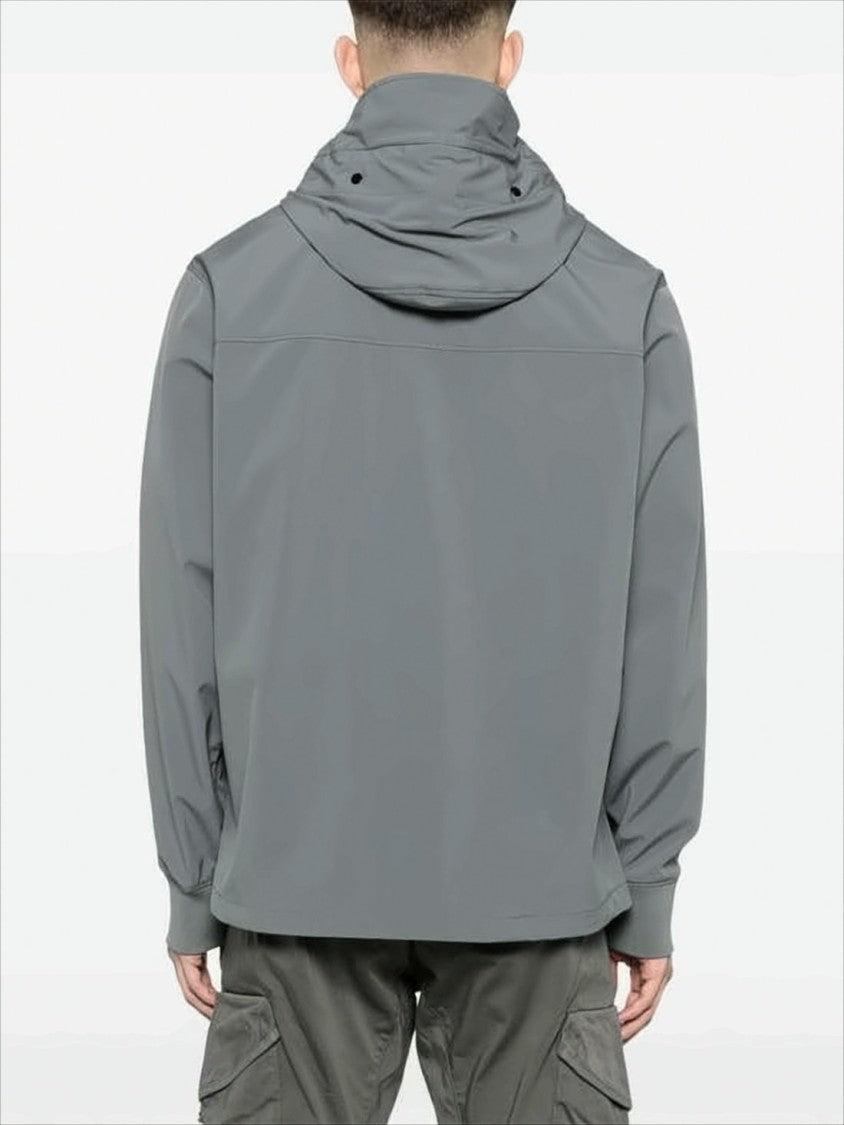 Minimalist Grey Zip Closure Jacket with Adjustable Hood
