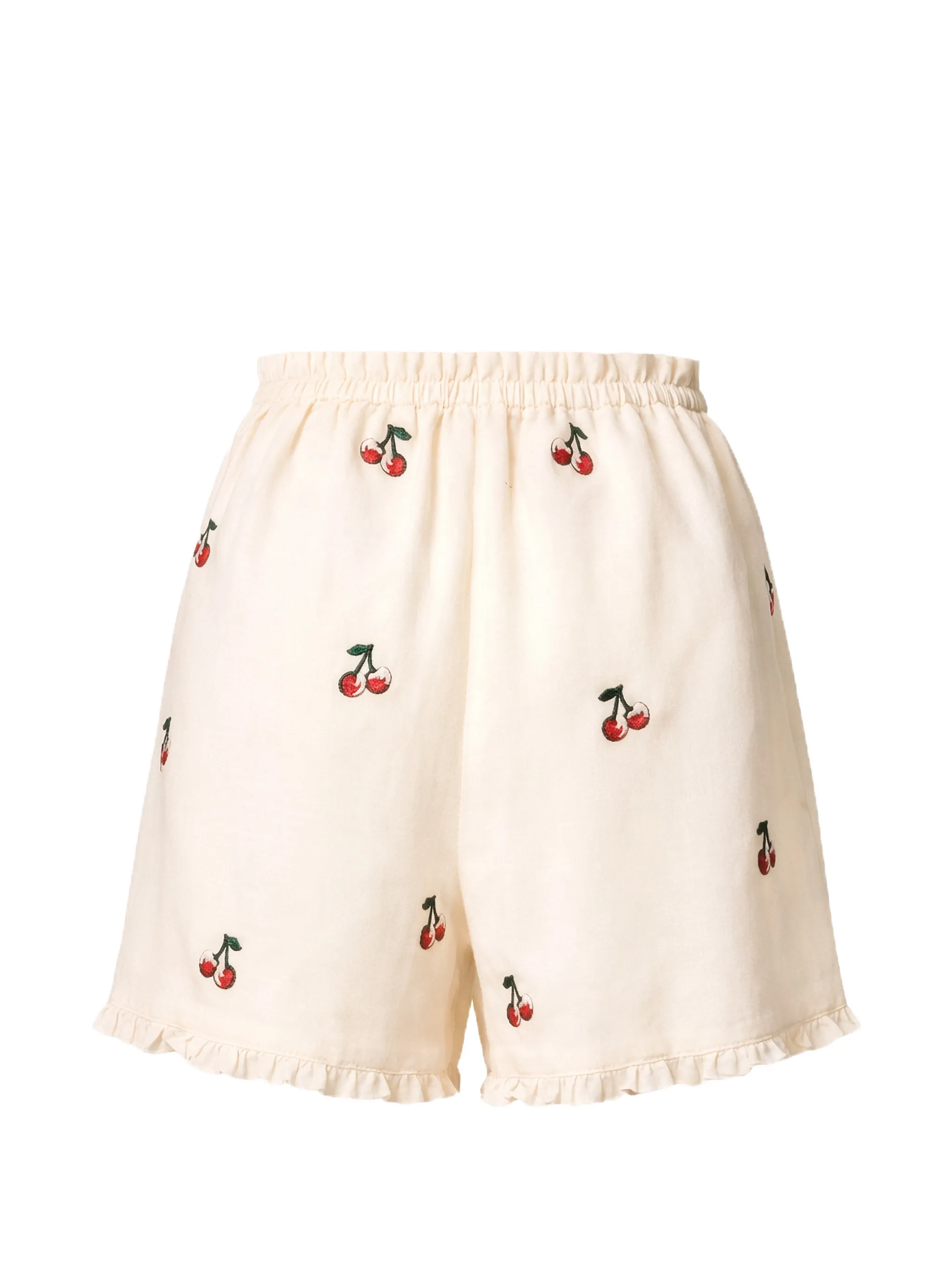 Creamy Cherry Print Shorts with Relaxed Fit
