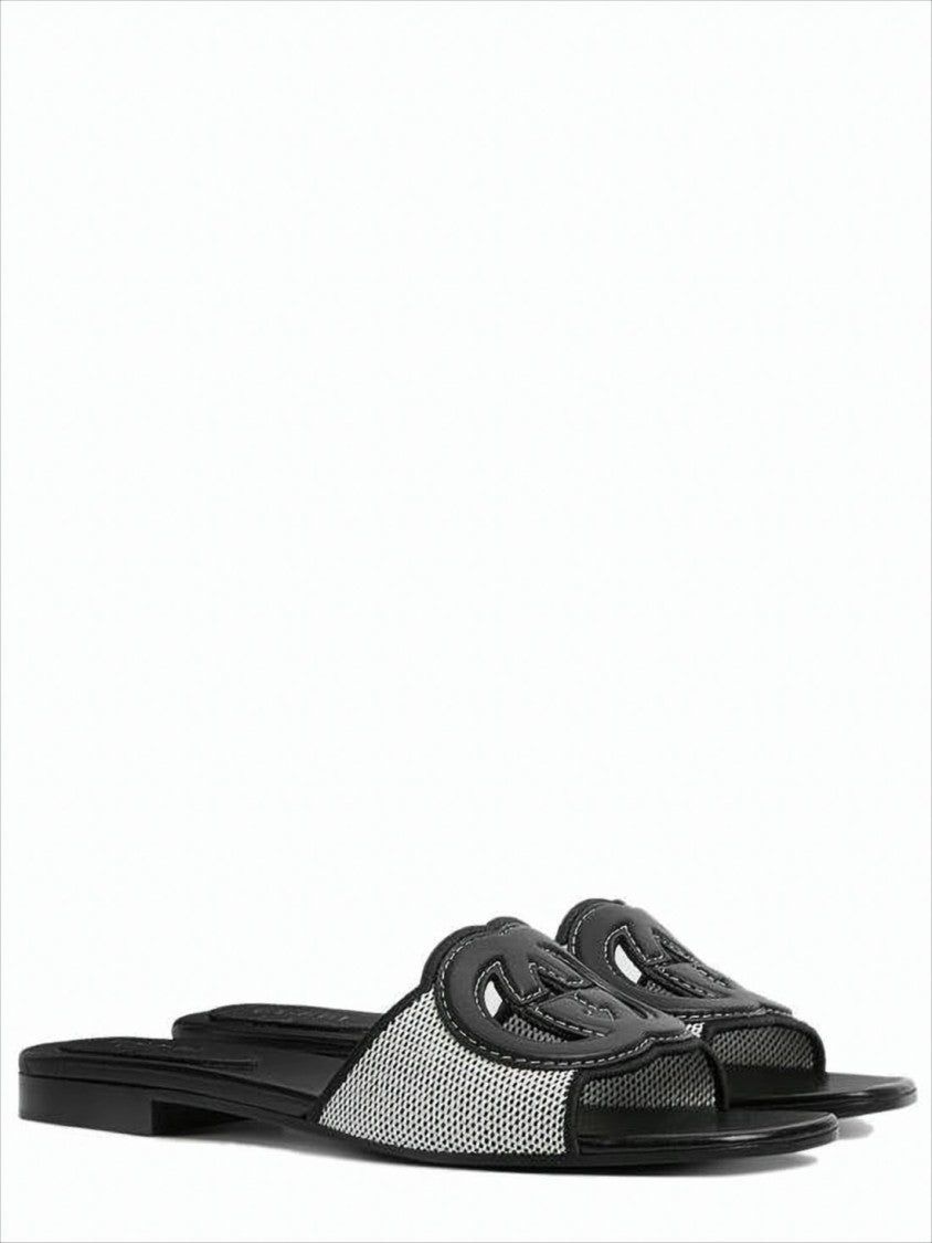 Textured Canvas Slip-On Mules