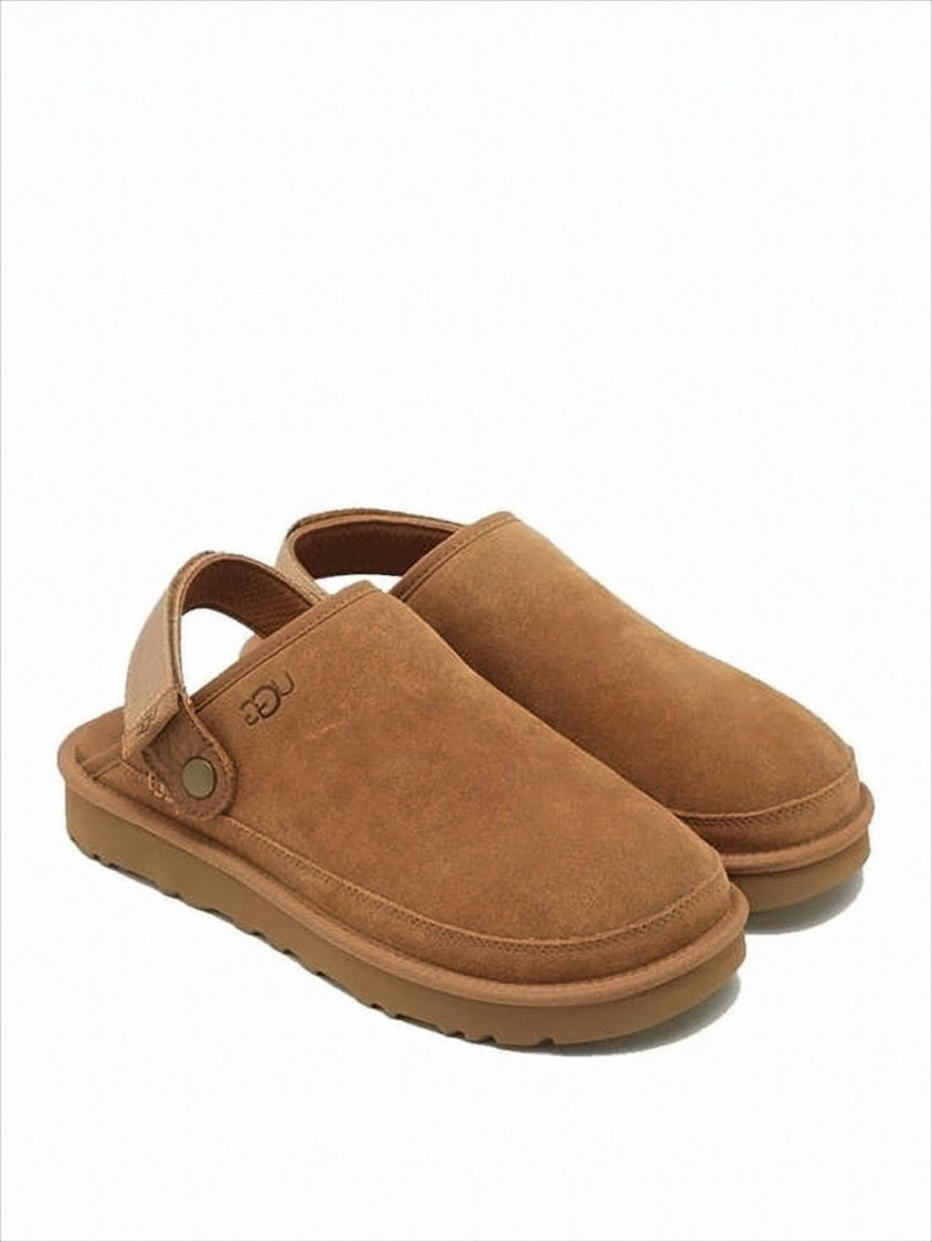 Suede Slip-On Mules With Adjustable Back Strap