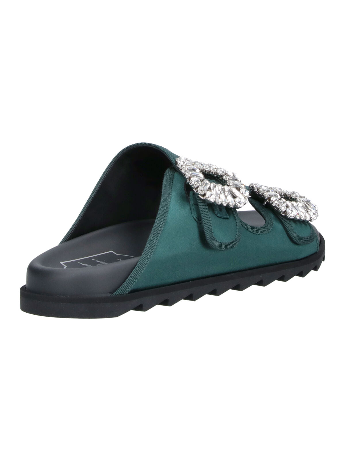 Green Slidy Viv Satin Strap Mules