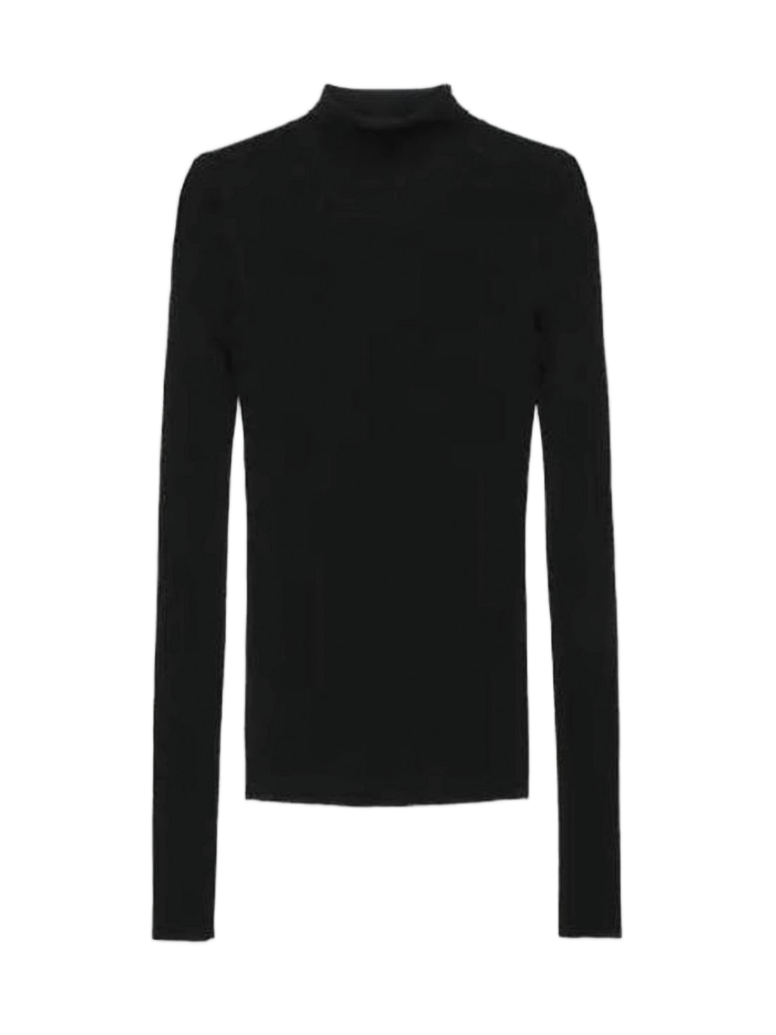 Long-Sleeved Fitted Sweater with High Neckline