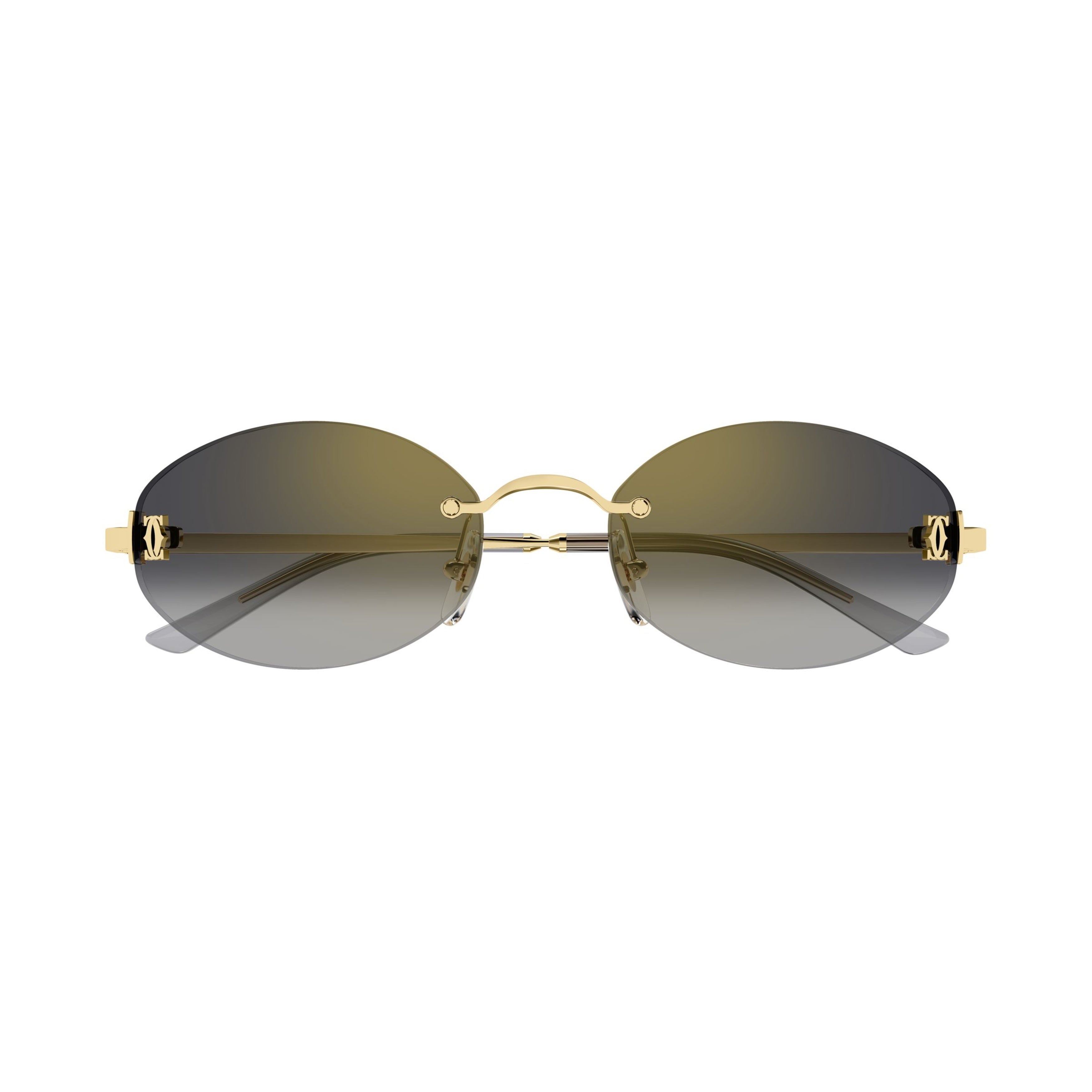 Rimless Oval Sunglasses With Gradient Dark Grey Lenses