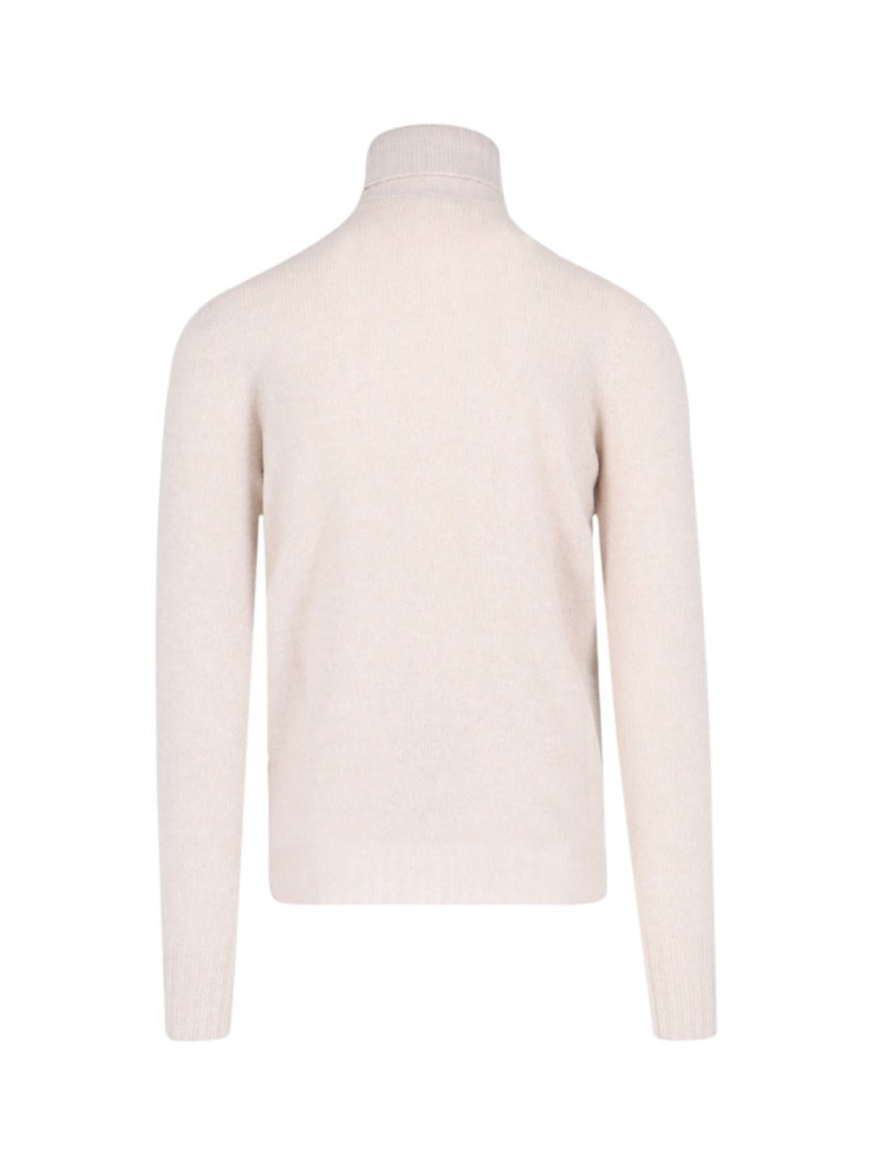 Turtleneck Sweater In Cream Cashmere Ribbed Trim