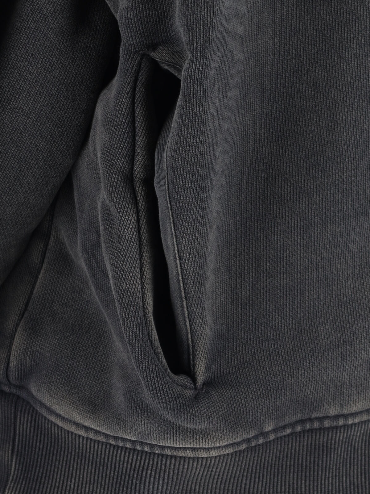 Black Washed Cropped Zip Hoodie