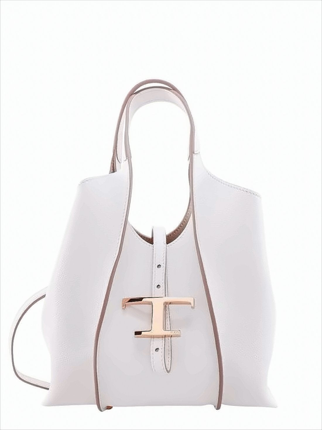 Structured White Leather Mini Tote Bag