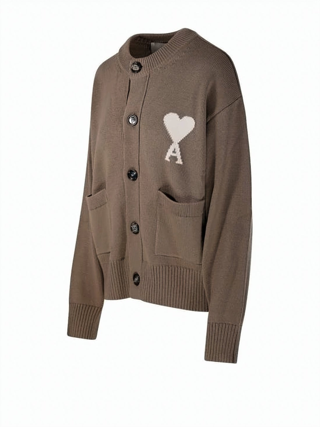 Navy Blue Wool and Cotton Blend Heart Cardigan