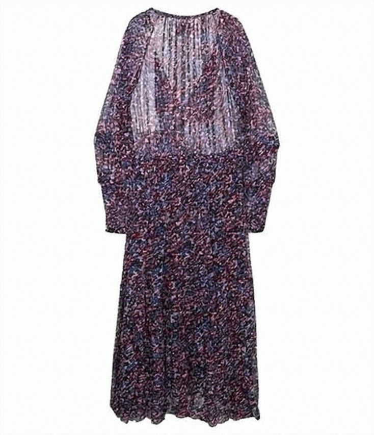 Multicolored Floral Maxi Dress with V-Neckline