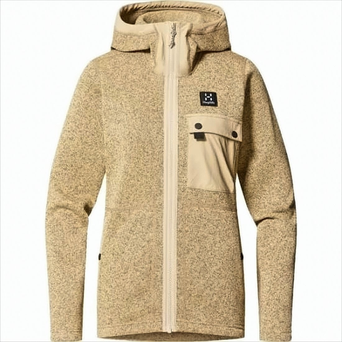 Textured Knit Beige Jacket with Hood