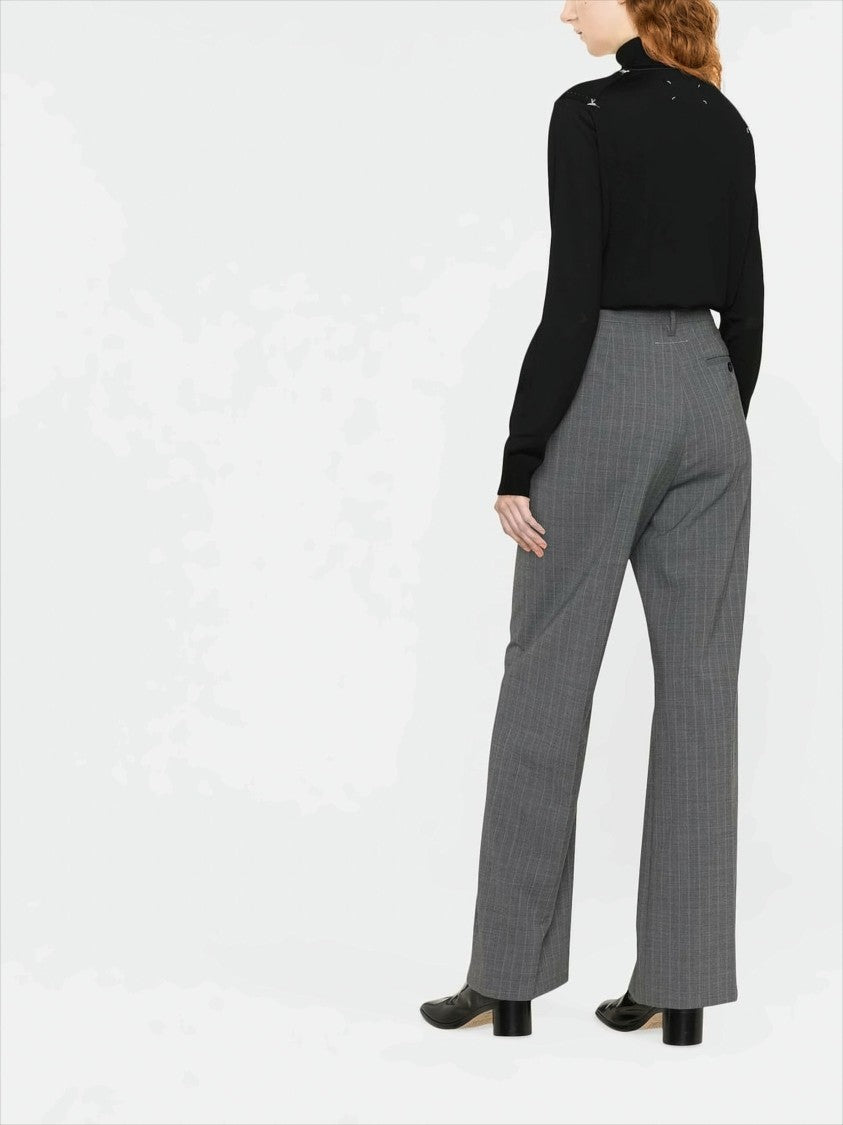 High-Neck Wool Knit Sweater With Subtle Stitch Detailing