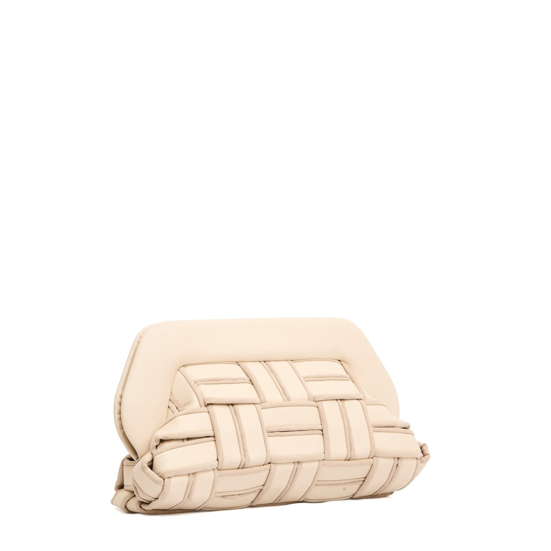 Clutch Vegan Leather Intreccio Beige Con Profili