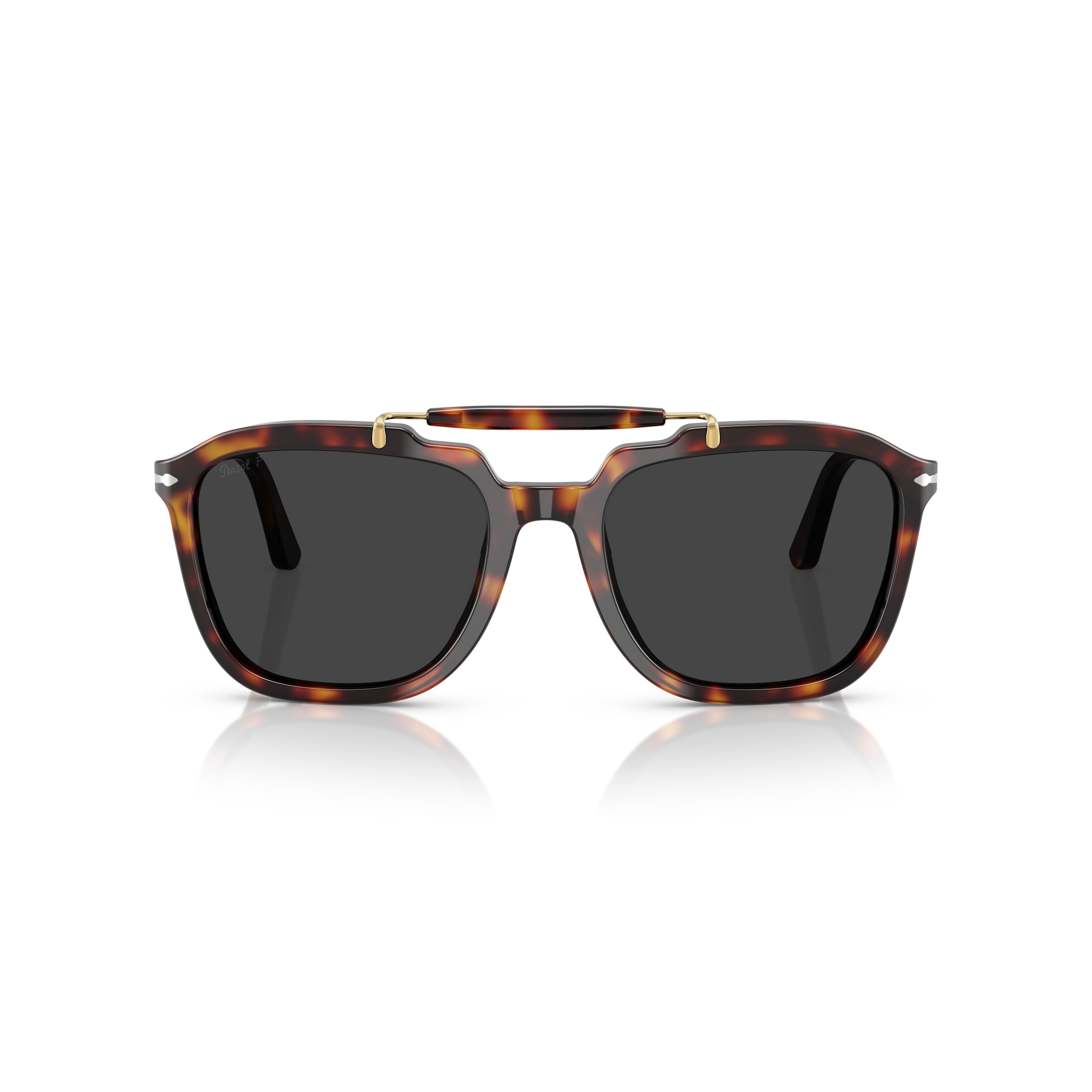 0po0203s Bold Tortoiseshell Sunglasses with Gold-tone Accents