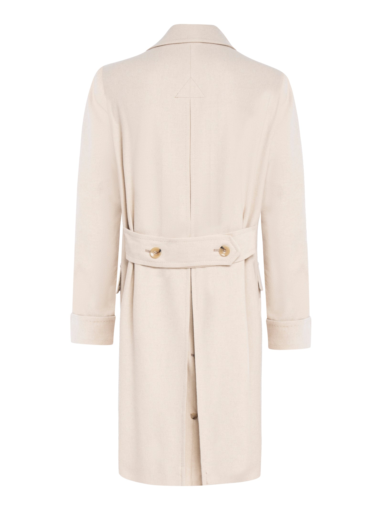 Double-Breasted Ivory Loden Coat With Back Martingale