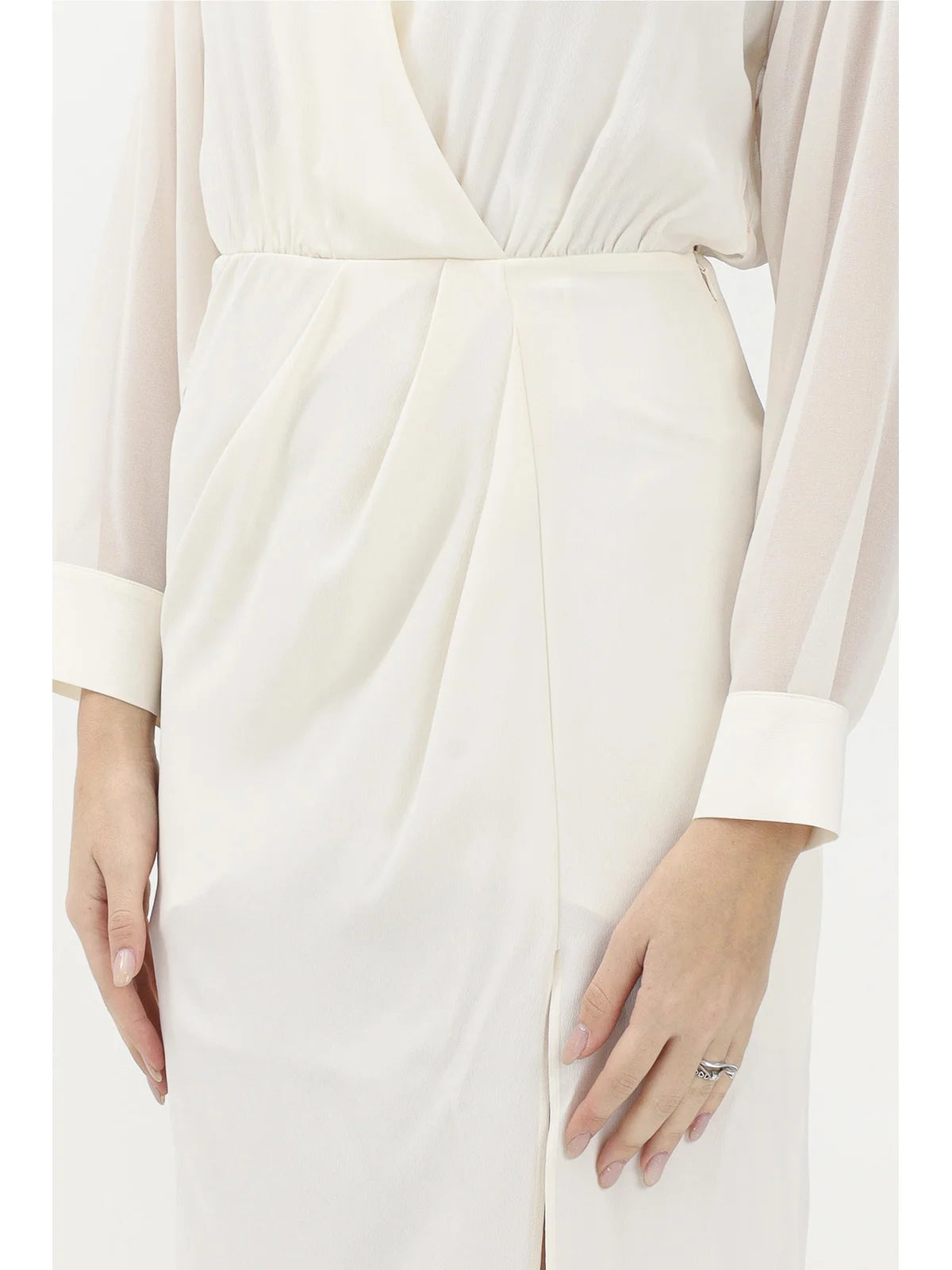 White Acetate Silk Long Dress
