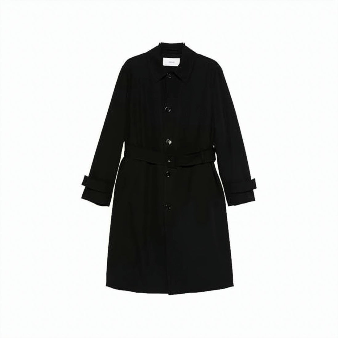Long Black Wool Coat With Classic Collar