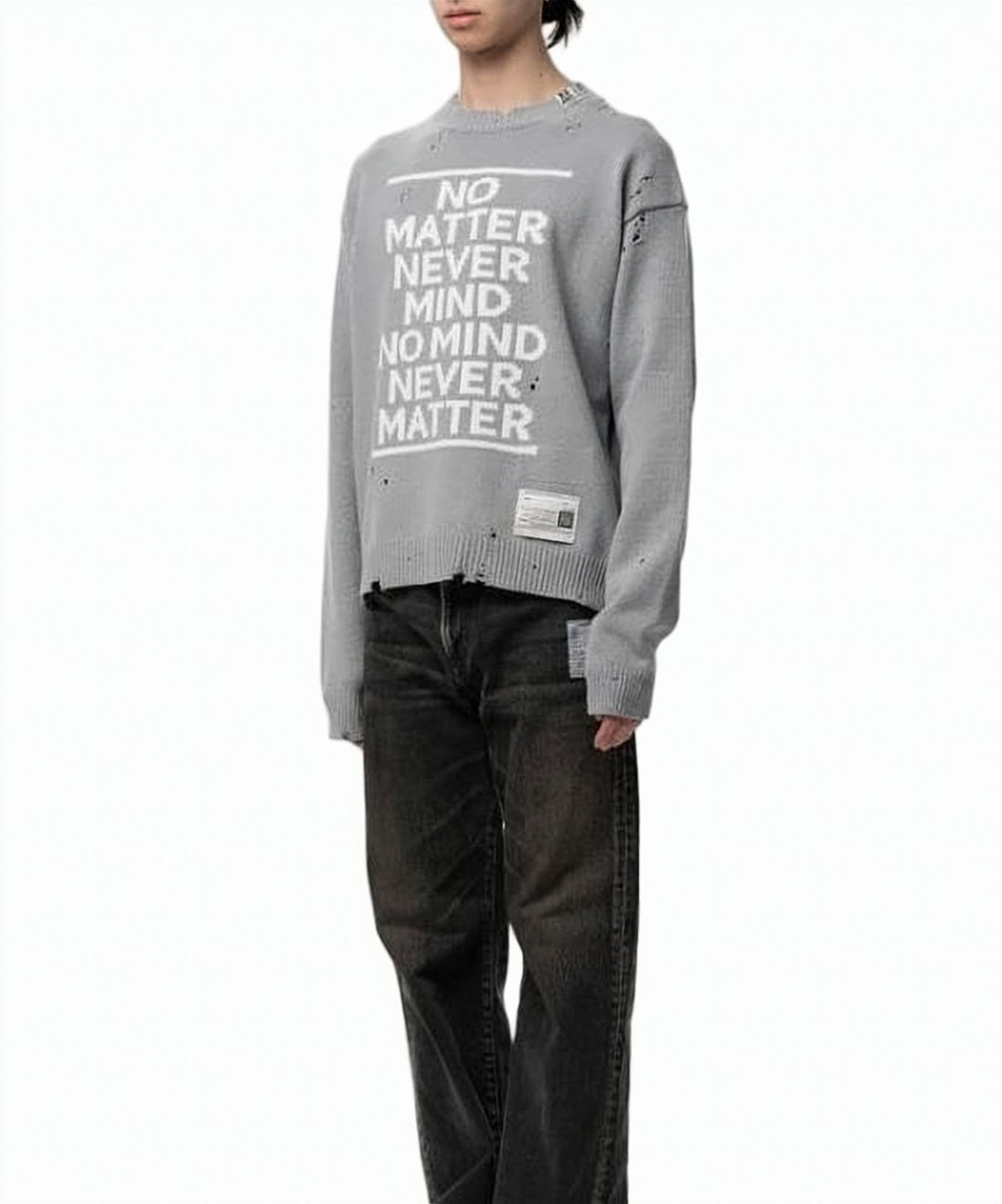 Multicolour Distressed Knit Vintage Pattern Sweater