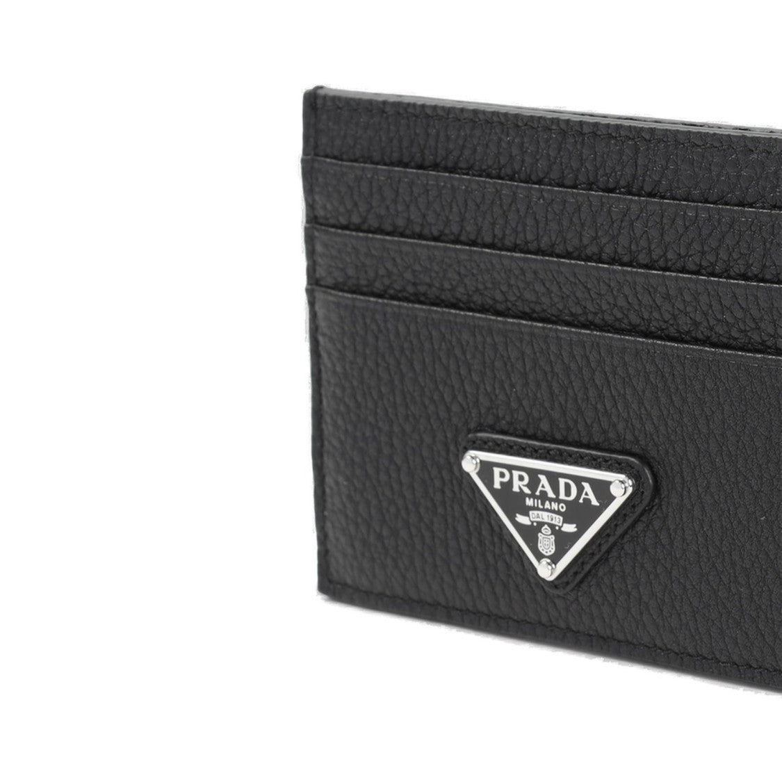Textured Calf Leather Card Wallet with Metallic Logo